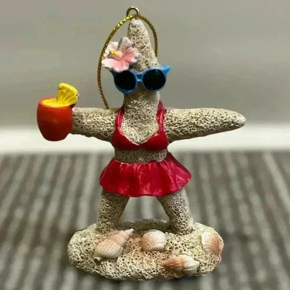 Beach Vacation Starfish Snorkeling Christmas Holiday Ornaments | Set of 2 - Picture 2 of 6